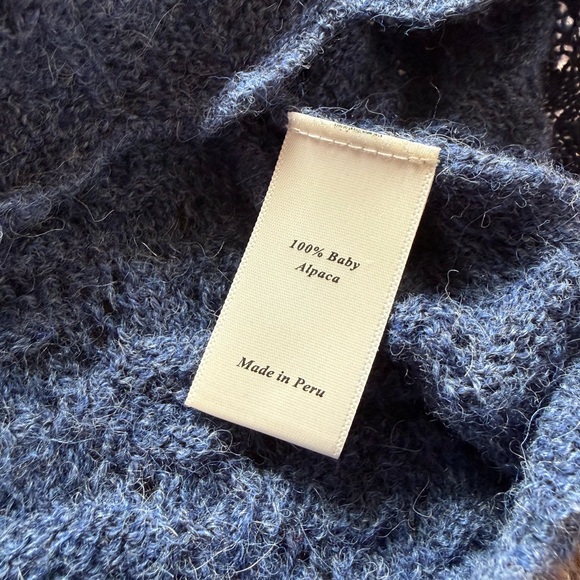 CHRISTY DAWN logan sweater short sleeve blue medium baby alpaca fur puff sleeve - Picture 8 of 8